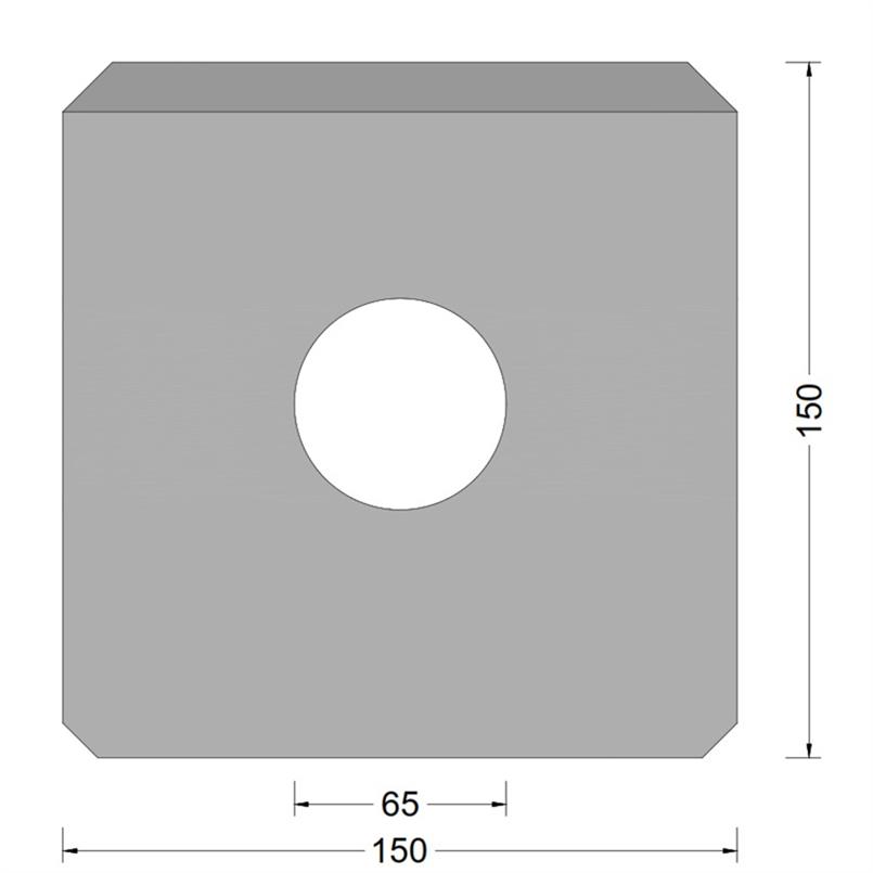 Blok fender (CF-A) 150x150mm - O-kamer 065mm - (UHMW-PE top)