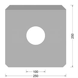 Blok fender (CF-A) 250x250mm - O-kamer 100mm - (UHMW-PE top)