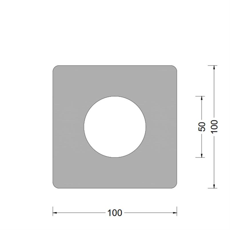 Blok fender 100x100mm - O-kamer 030mm