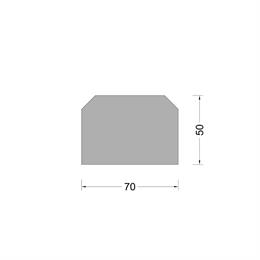 Blok fender profiel 070x050mm - massief - afschuining 010x010mm