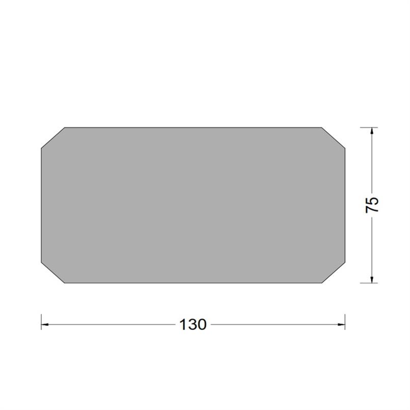 Blok fender profiel 130x075mm - massief - afschuining 010x010mm