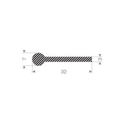 Mosrubber profiel 32x7 mm