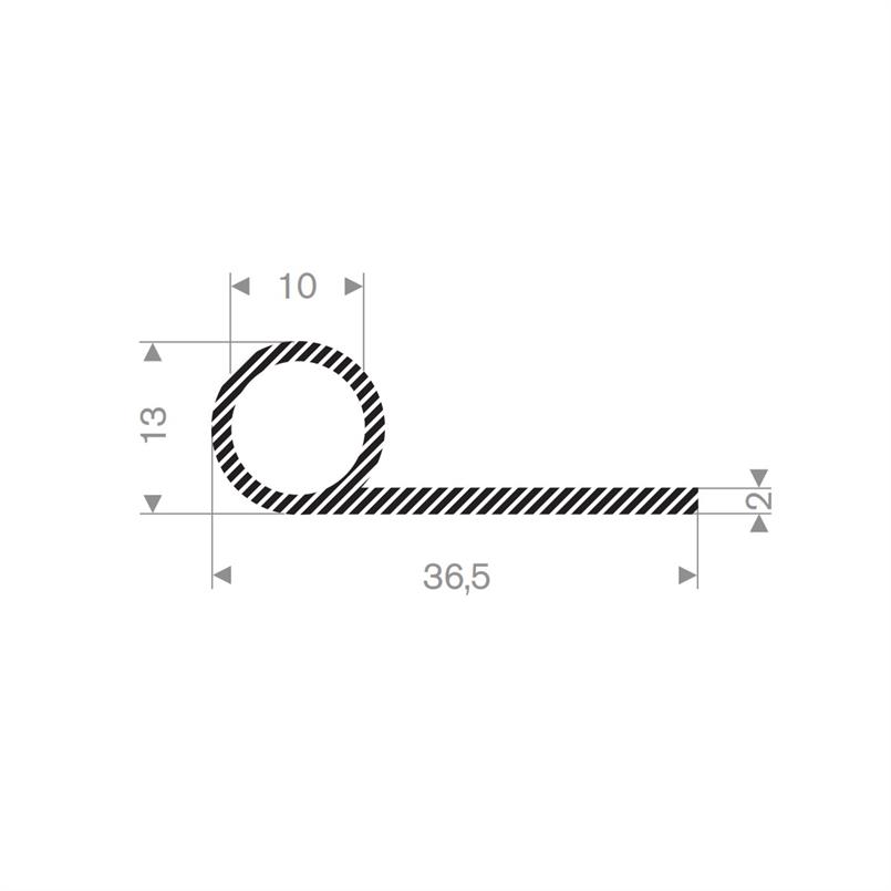 Mosrubber profiel 36x13 mm