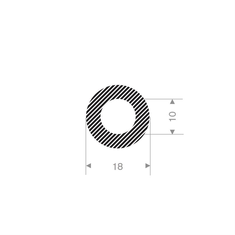 Mosrubber slangprofiel 18x10 mm