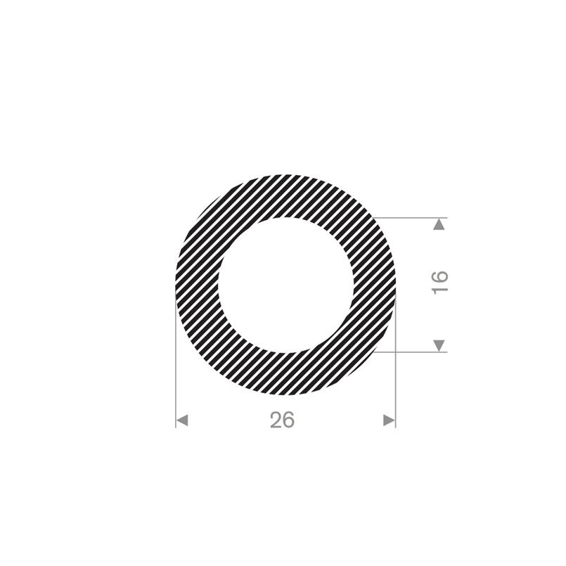 Mosrubber slangprofiel 26x16 mm