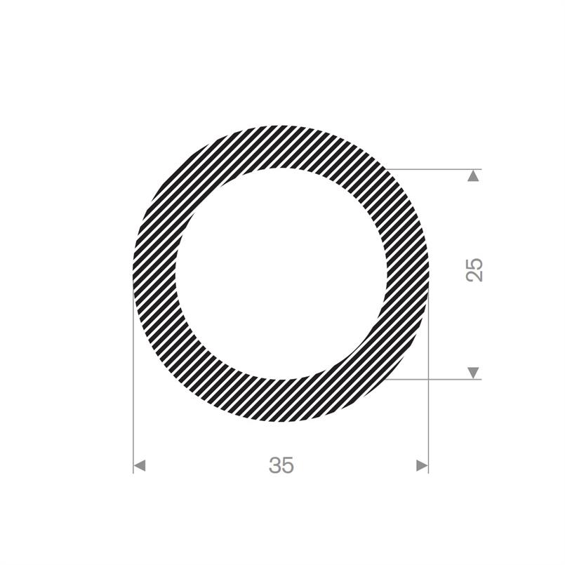 Mosrubber slangprofiel 35x25 mm