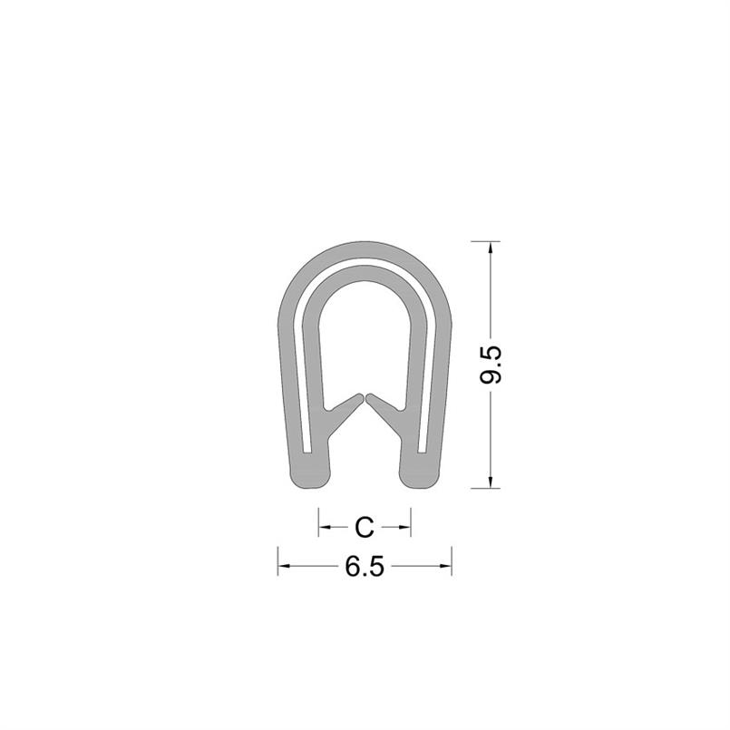 PVC kantafwerk profiel - grijs - klembereik 0.5-2.0mm