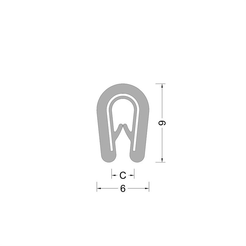 PVC kantafwerk profiel - grijs - klembereik 1.0-2.0mm