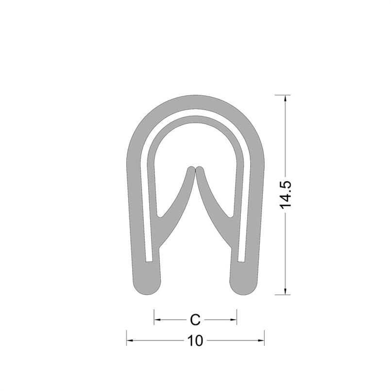 PVC kantafwerk profiel - grijs - klembereik 1.0.-4.0mm