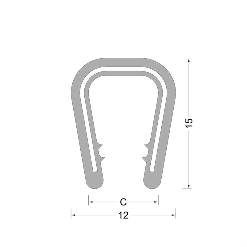 PVC kantafwerk profiel - grijs - klembereik 6.0-8.0mm