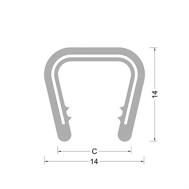 PVC kantafwerk profiel - grijs - klembereik 8.0-10mm