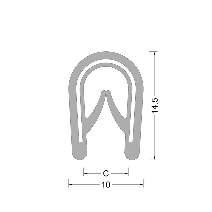 PVC kantafwerk profiel - zwart - klembereik 0.5-2.0mm