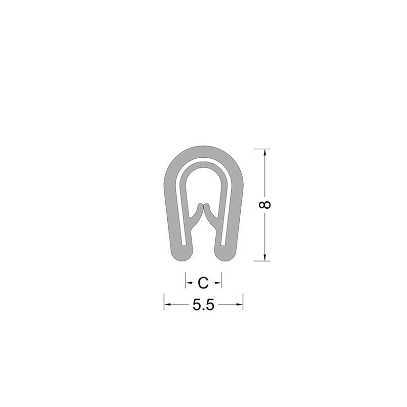 PVC kantafwerk profiel - zwart - klembereik 0.8-1.5mm