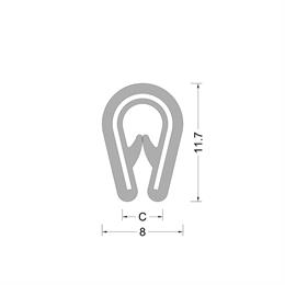 PVC kantafwerk profiel - zwart - klembereik 1.0-2.5mm