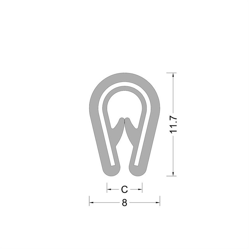 PVC kantafwerk profiel - zwart - klembereik 1.0-2.5mm