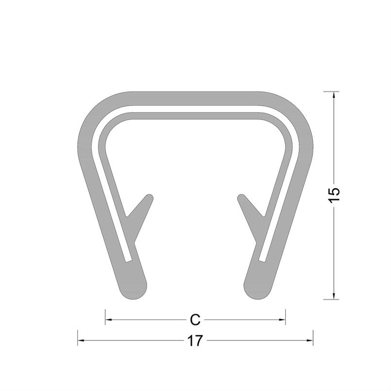 PVC kantafwerk profiel - zwart - klembereik 10-12mm