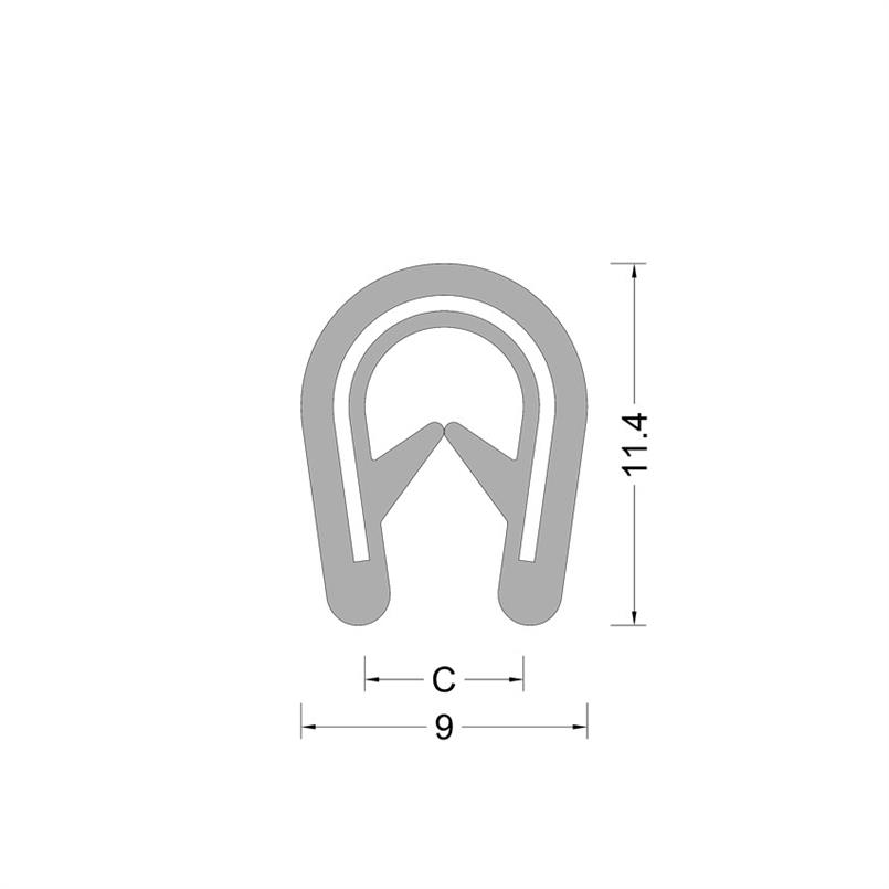 PVC kantafwerk profiel - zwart - klembereik 2.0.-4.0mm