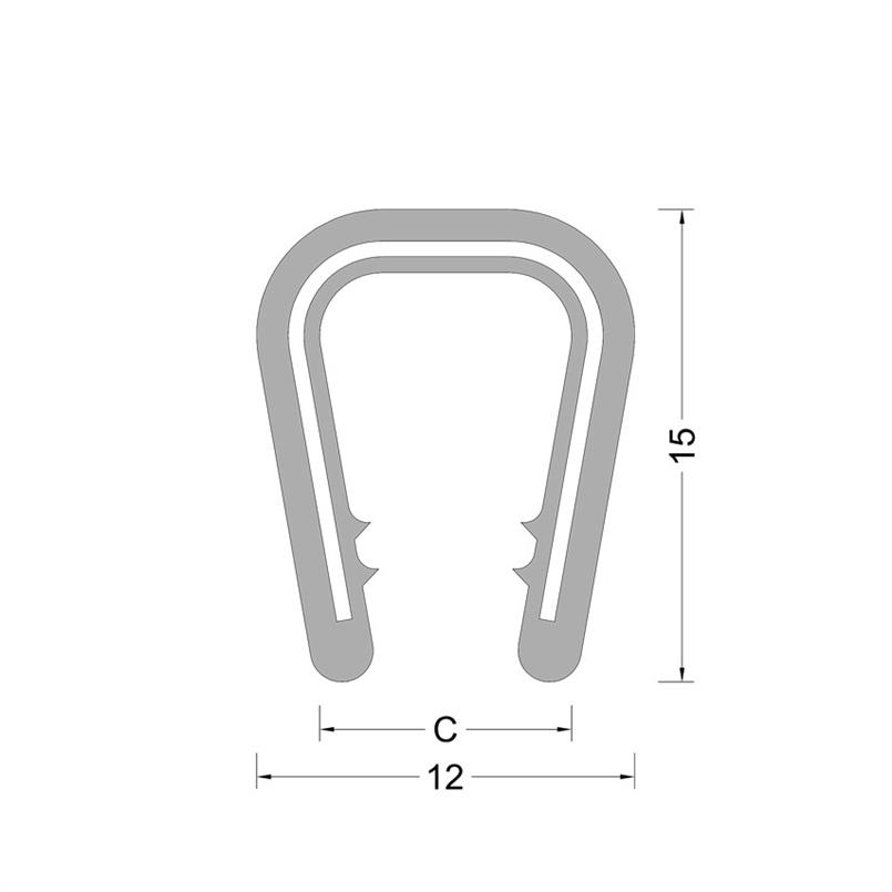 PVC kantafwerk profiel - zwart - klembereik 6.0-8.0mm