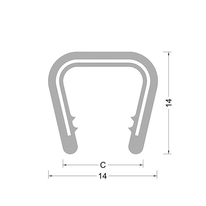 PVC kantafwerk profiel - zwart - klembereik 8.0-10mm