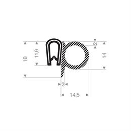 PVC Klemprofiel met mosrubber - klembereik 1.5-3.0mm