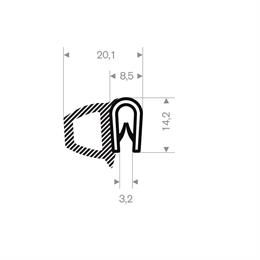 PVC Klemprofiel met mosrubber - klembereik 1.5-3.0mm