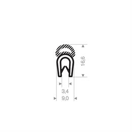 PVC Klemprofiel met mosrubber - klembereik 1.5-3.0mm