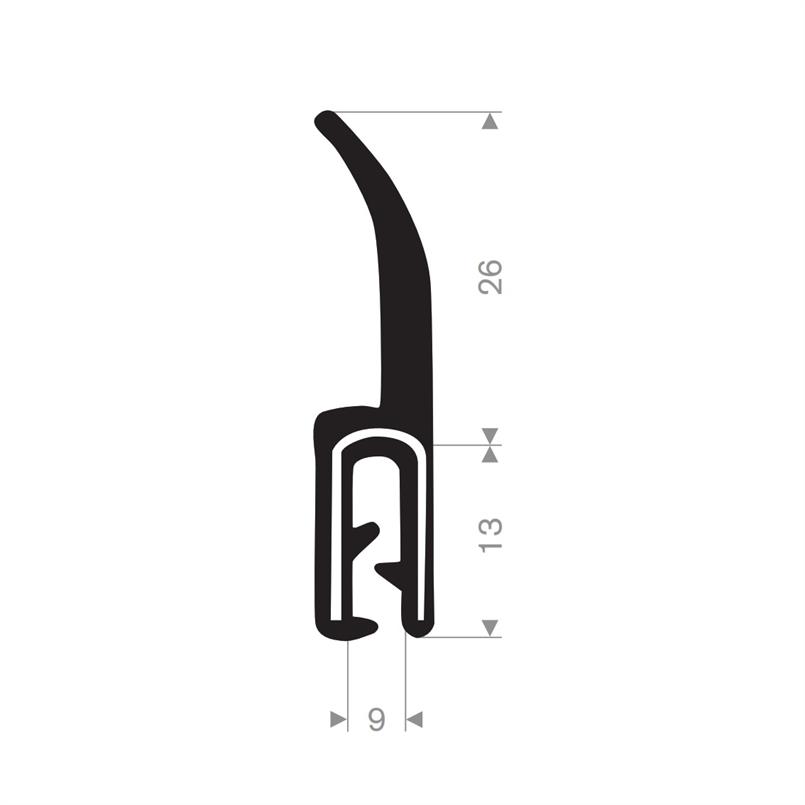 PVC Klemprofiel met mosrubber - klembereik 1.5-4.0mm