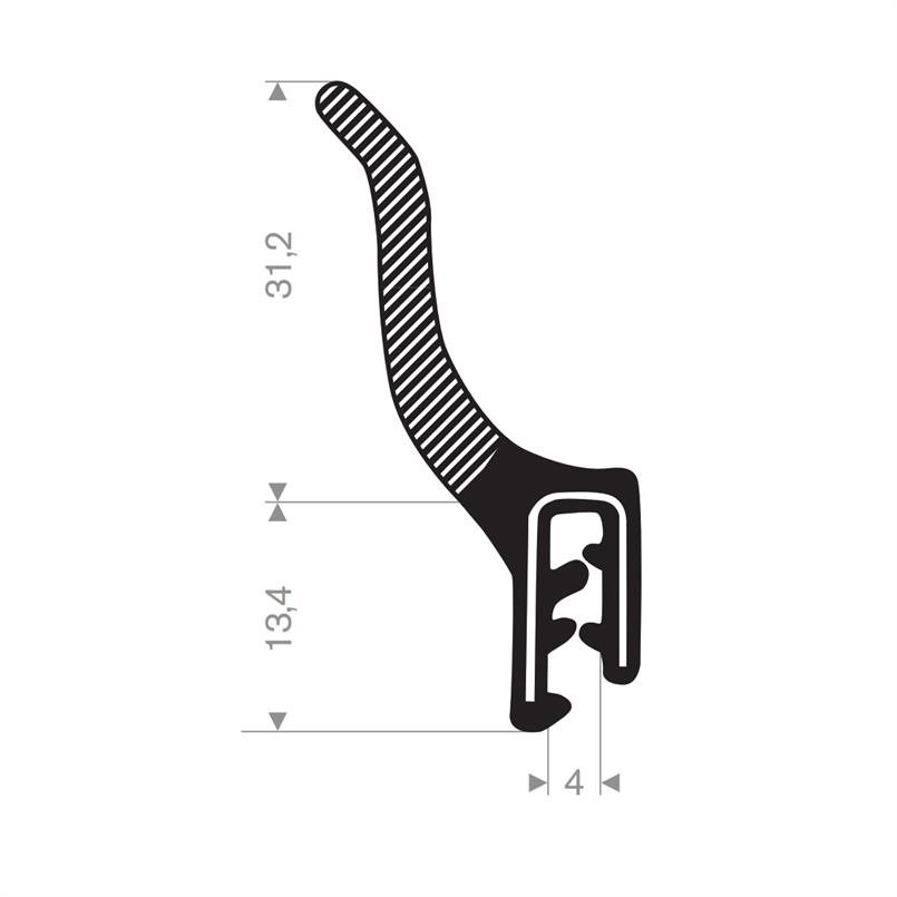 PVC Klemprofiel met mosrubber - klembereik 1.5-5.0mm