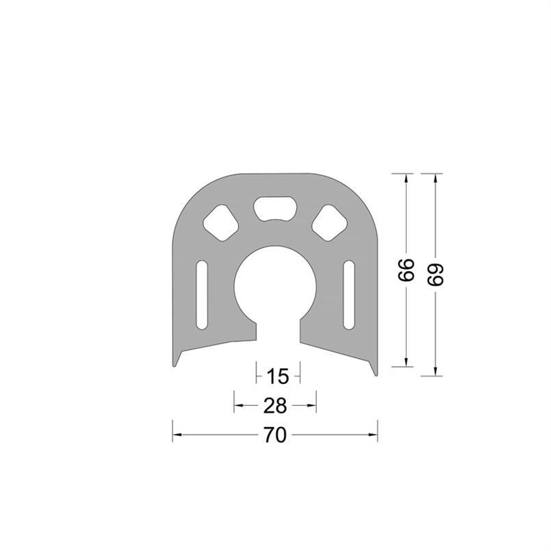 Rescue blok fender profiel - 070x069mm - O-kamer 028mm