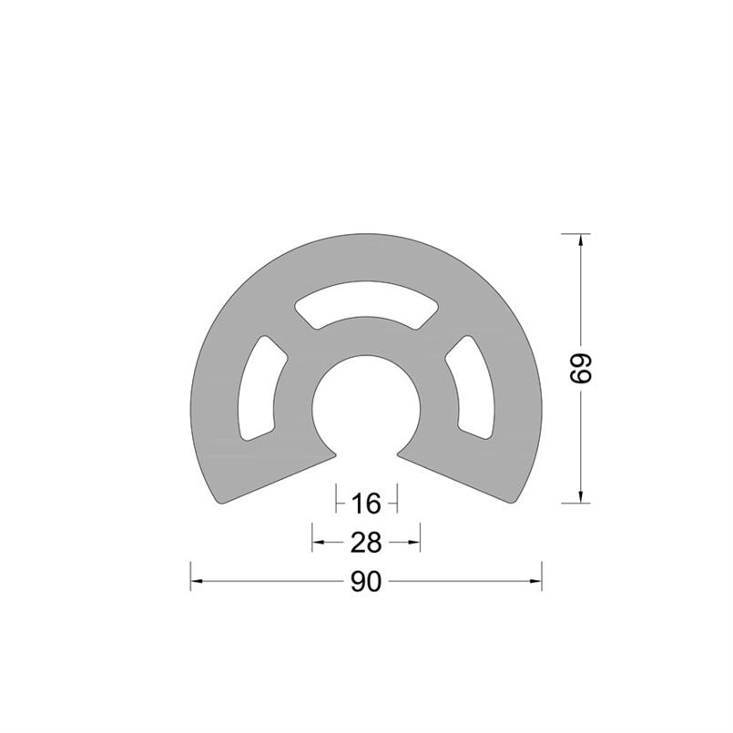 Rescue C-fender profiel - 090x069mm - O-bore 28mm