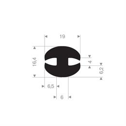 Rubber H-profiel 19x16,4 mm