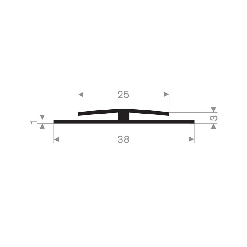 Rubber H-profiel 38x3 mm
