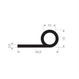 Rubber kraalprofiel 35x15 mm