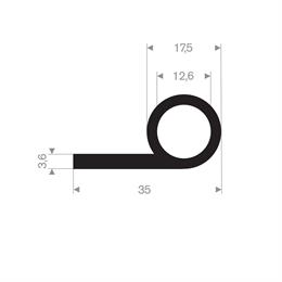 Rubber kraalprofiel 35x17,5 mm