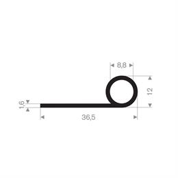 Rubber kraalprofiel 37x12 mm