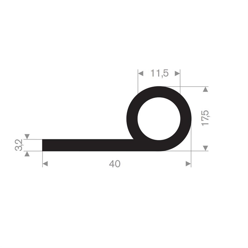 Rubber kraalprofiel 40x17,5 mm