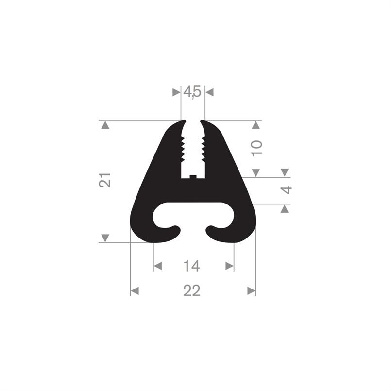 Rubber raamprofiel 22x21 mm