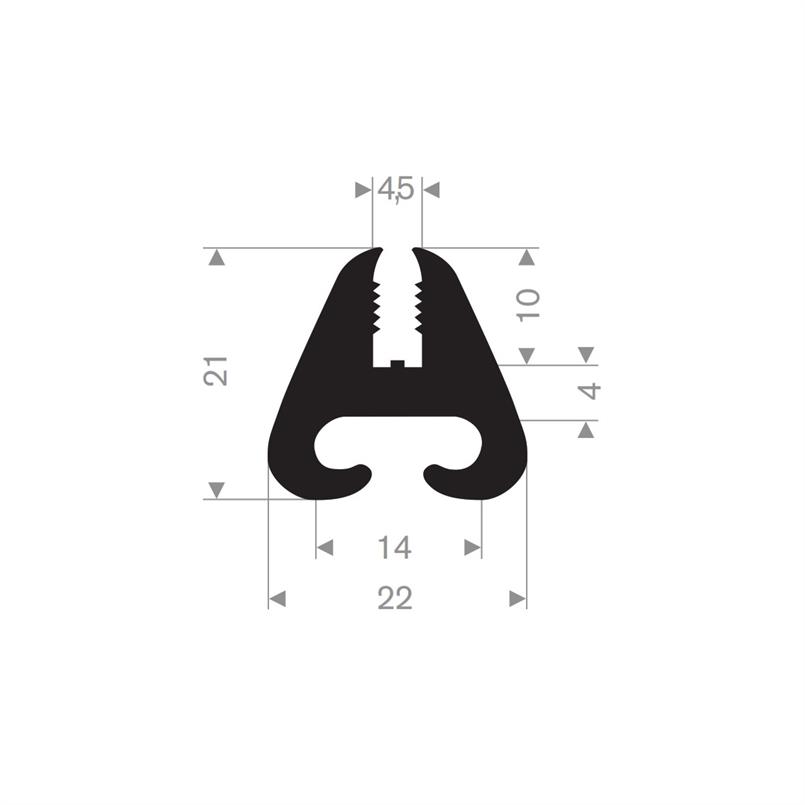 Rubber raamprofiel 22x21 mm