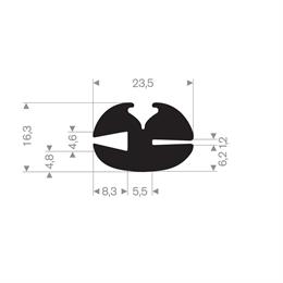 Rubber raamprofiel 23,5x16 mm