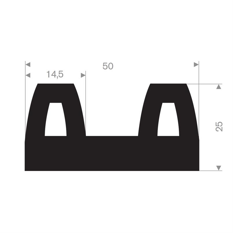 Rubber stootprofiel 50x25mm