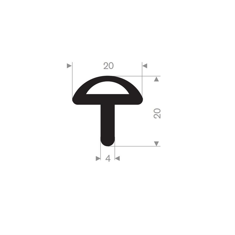 Rubber T-profiel 20x20 mm