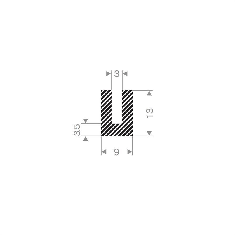 Rubber U-profiel 09x13mm