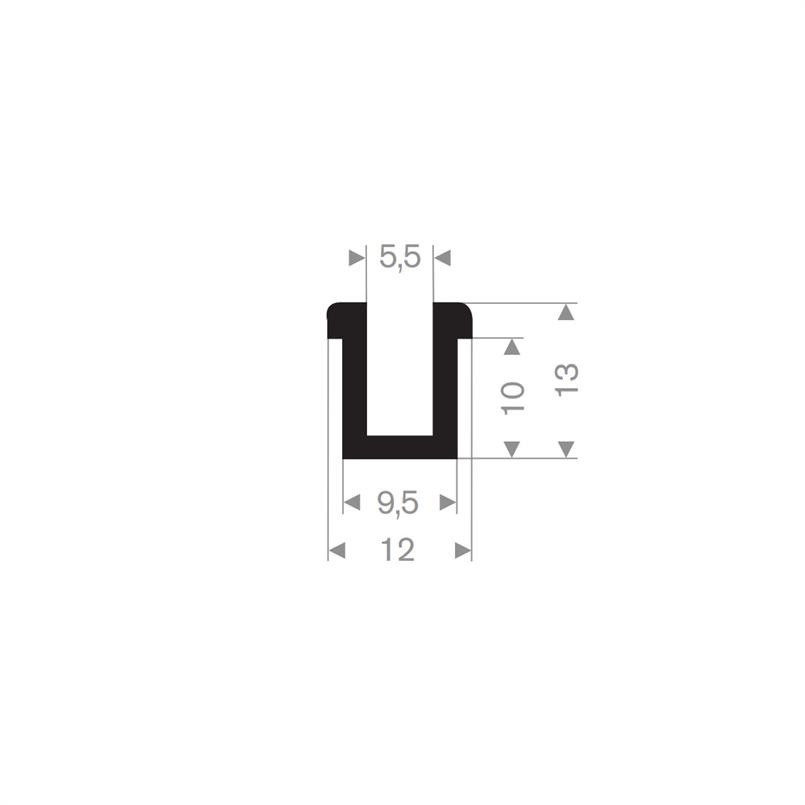 Rubber U-profiel 12x13 mm