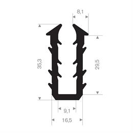 Rubber U-profiel 16,5x35,3mm