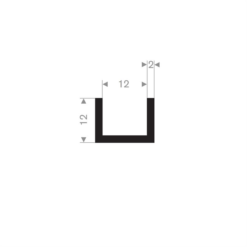 Rubber U-profiel 16x12 mm