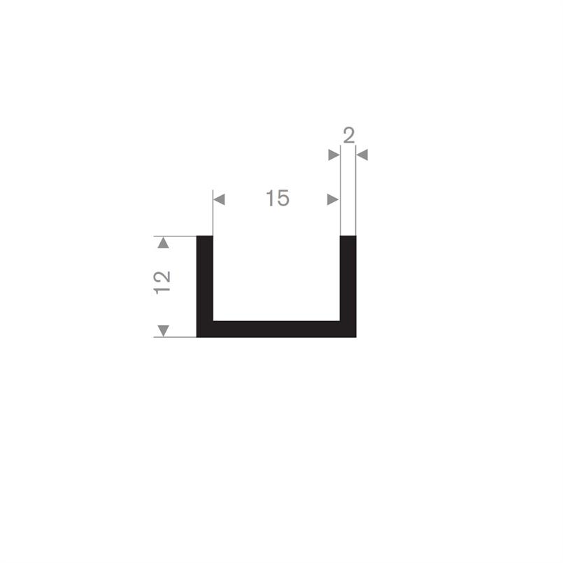 Rubber U-profiel 19x12 mm