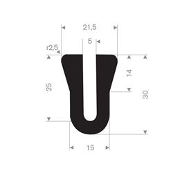 Rubber U-profiel 21,5x30 mm