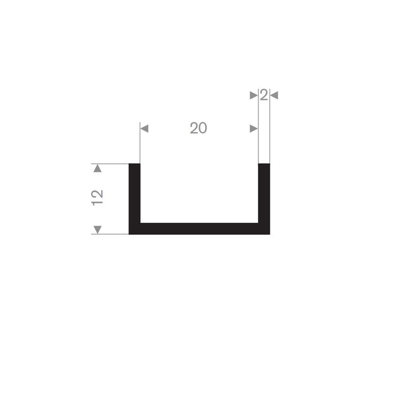 Rubber U-profiel 24x12 mm