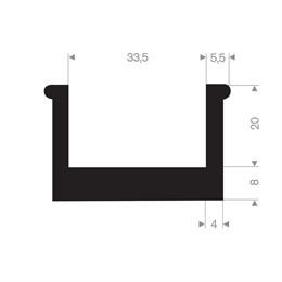 Rubber U-profiel 44,5x28 mm