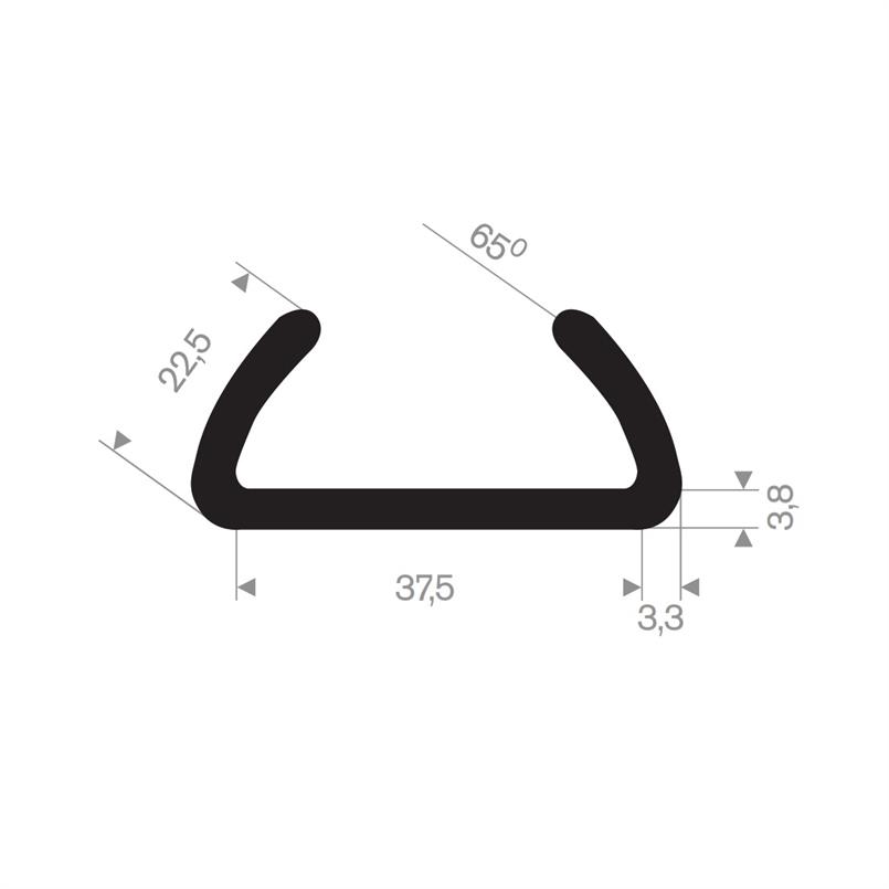 Rubber U profile 37mm BxH= 43x22mm